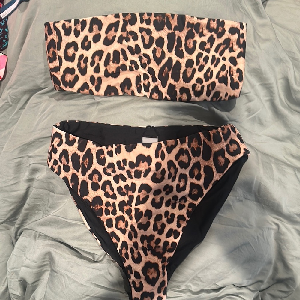 Good American Brown and Black Leopard Bikini